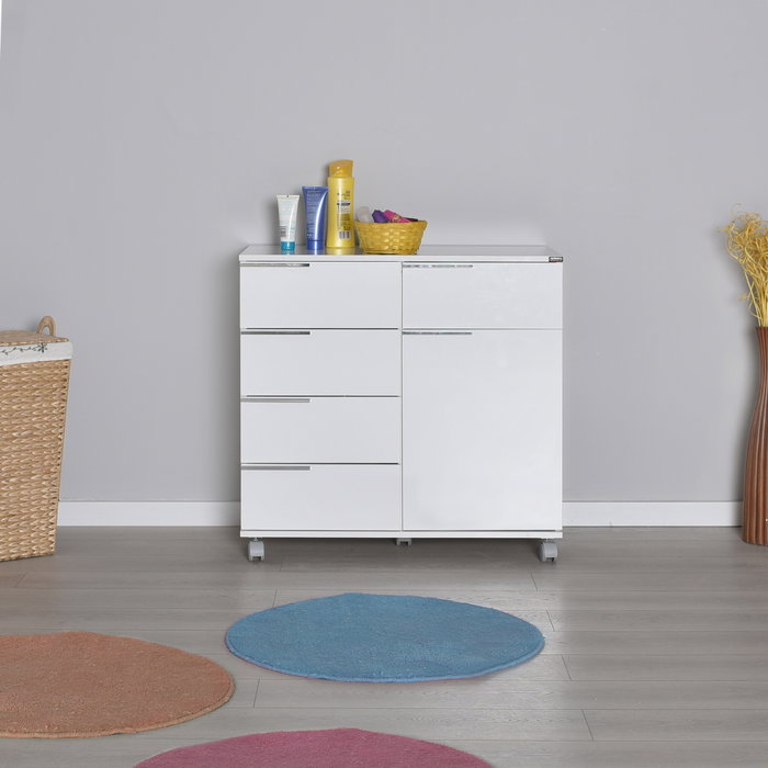 Hanah Home Armario Multiusos Blanco con 5 Cajones Hanah Home Armario Multiusos Blanco con 5 Cajones